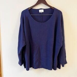 Andree by Unit Navy Blue Knit Round Neck Long Sleeve Pullover Size Small